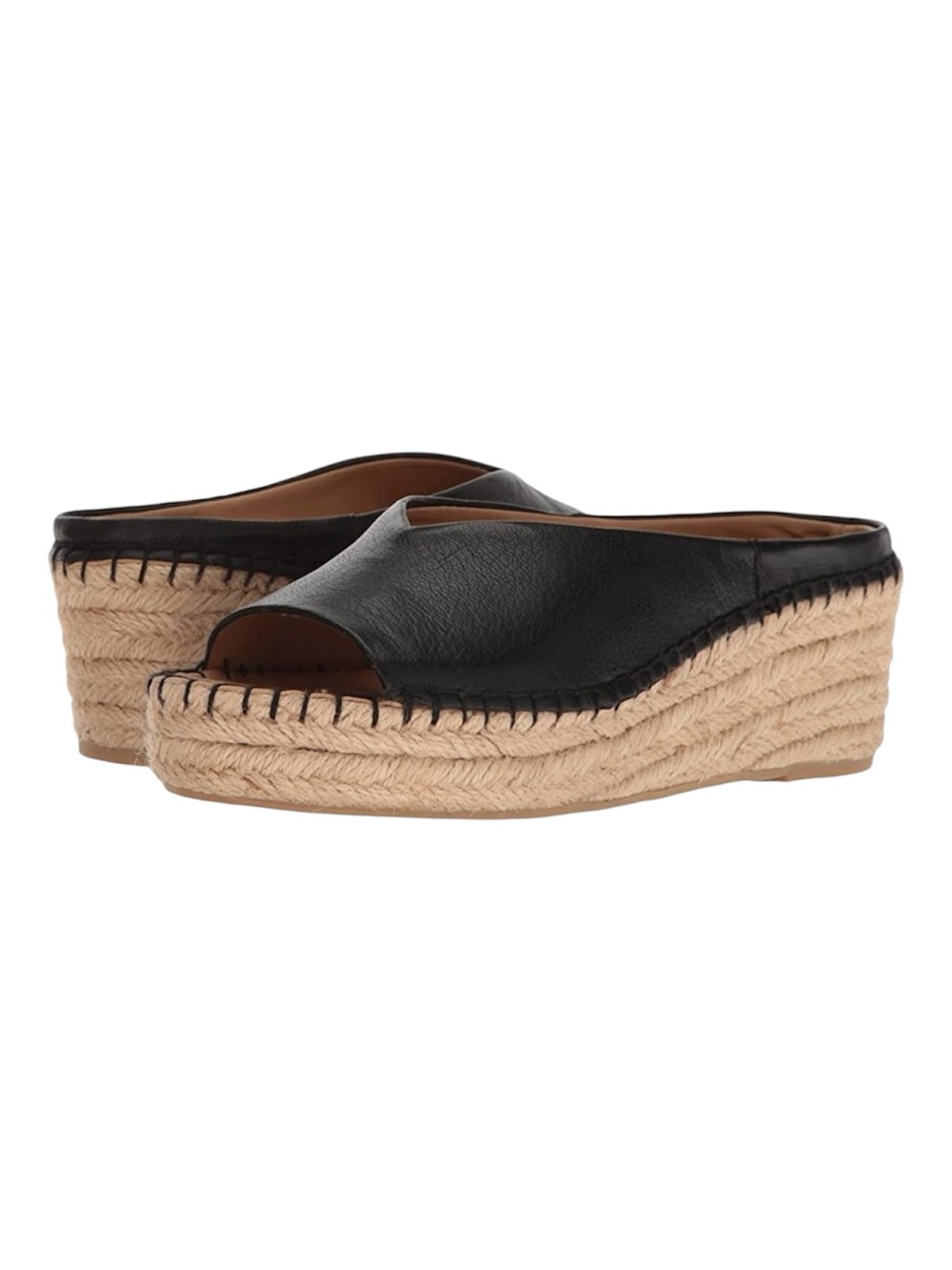 Franco Sarto L-Pine Black Leather Espadrille Platform Slide 9